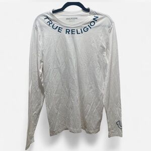True Religion White and Blue Long Sleeve Men's Tee